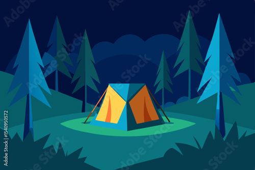 Night Camping Adventure Under the Stars in a Forest Glade