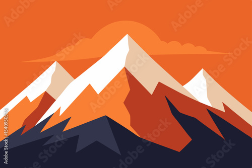 Majestic Mountain Peaks A Stunning Sunrise Landscape Illustration