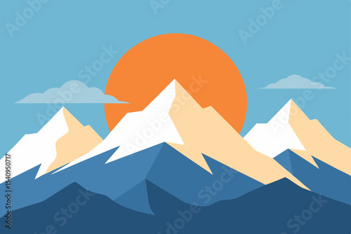 Majestic Mountain Peaks at Sunrise A Stunning Illustration of Nature's Majesty