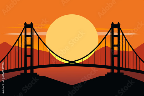Golden Gate Bridge Sunset Silhouette Iconic Landmark at Dusk