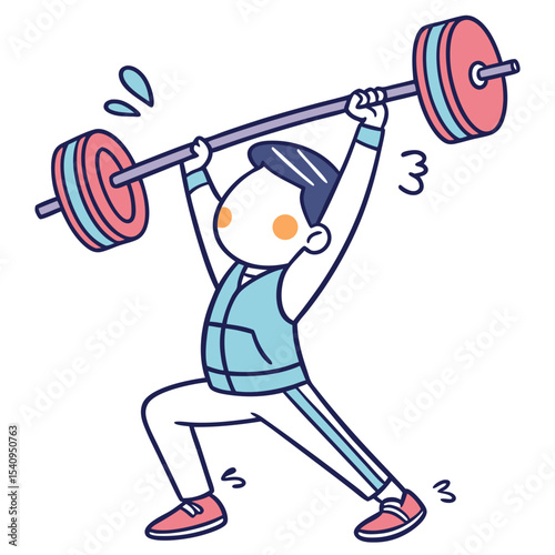 Man Lifting Weights Gym Workout Illustration - Not AI-Generated 