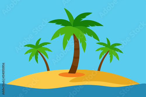Tropical Paradise Idyllic Island Scene with Lush Palm Trees and Azure Waters