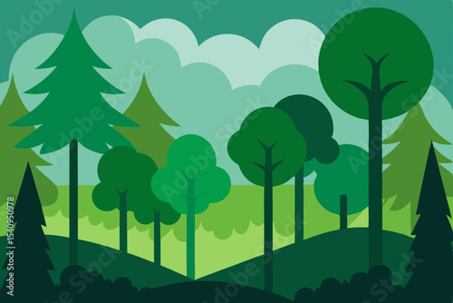 Serene Green Forest Landscape Nature's Tranquil Embrace