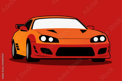 Luxury red sports car vector illustration for speed and transport design