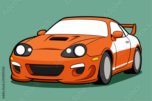 Fast, luxurious sport vehicle designs: red and orange sports car vectors