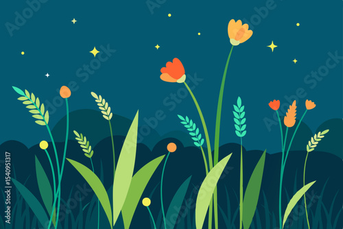 Night Blooming Flowers A Serene Illustration of Nighttime Flora