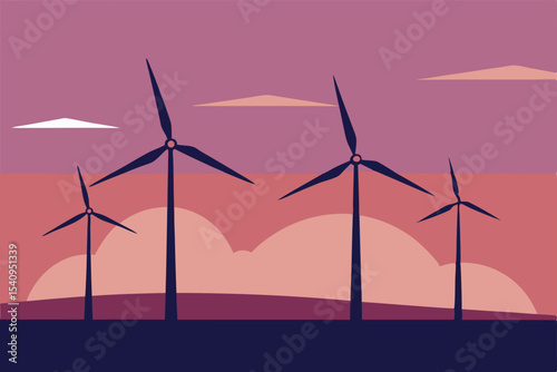 Harnessing the Wind Sustainable Energy and Wind Turbines at Dusk