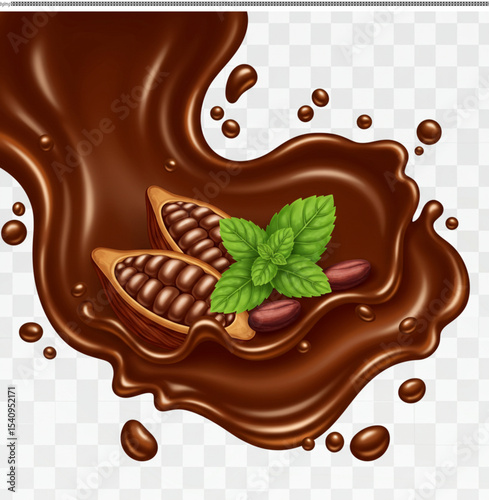 Chocolate Symphony: An enticing splash of rich, dark chocolate intertwines with fresh mint and cacao, creating a sensory experience.