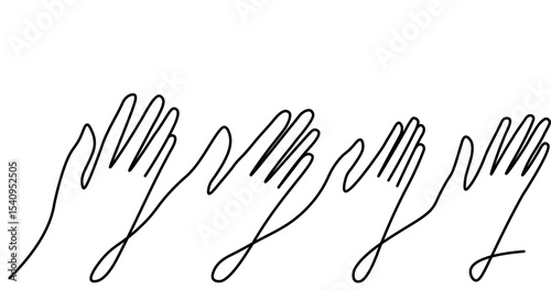 horizontal illustration with linear hands in doodle style. template for postcard poster print background banner