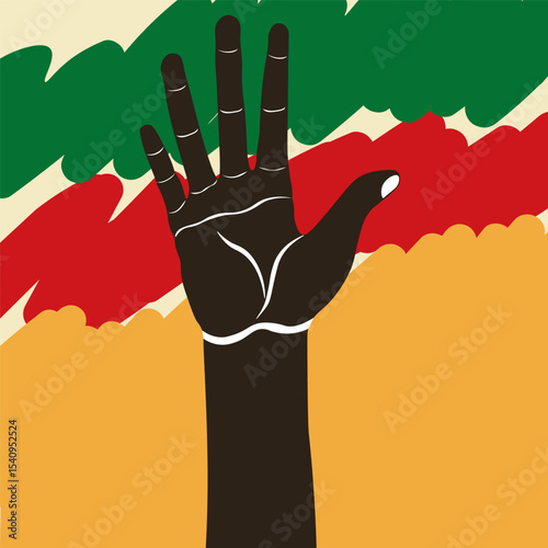 symbols and colors of juneteenth in doodle style in vector. Element for poster sticker design banner decoration prints postcards