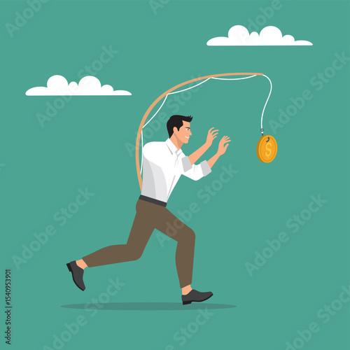 businessman chasing money vector concept design
