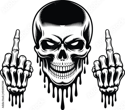 Skull Middle Finger Svg, Skeleton Svg