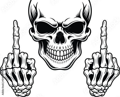 Skull Middle Finger Svg, Skeleton Svg