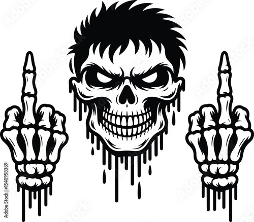 Skull Middle Finger Svg, Skeleton Svg