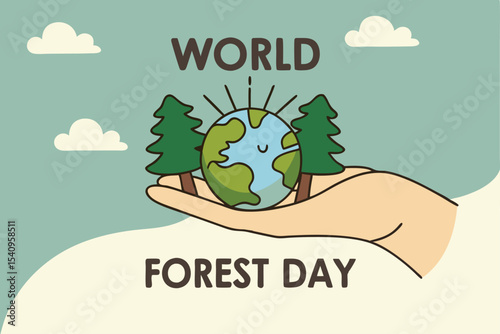 World Forest Day Poster Emphasizing Green Earth and Conservation. Not AI-Generated