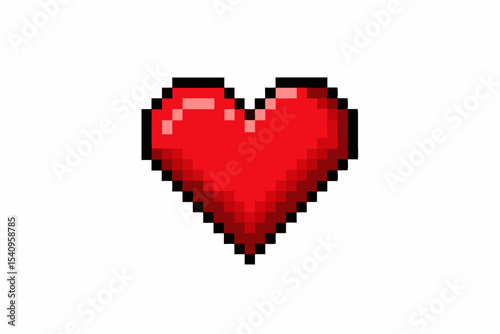 Classic Red Pixel Art Heart 8bit 16bit Game Design Graphic