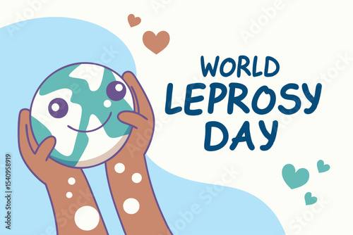 Earth-Themed World Leprosy Day Illustration for Global Awareness. Not AI-Generated
