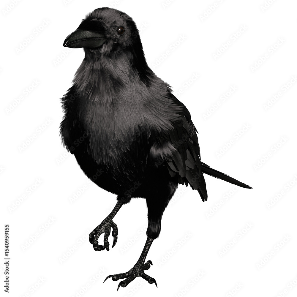 Fototapeta premium 3D rendered black fantasy raven isolated on transparent background