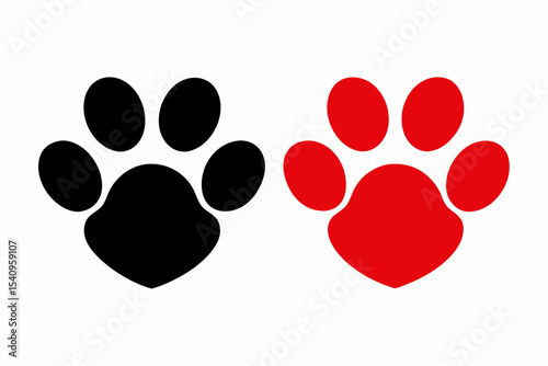 Two Paw Prints Side by Side Black and Red black paw print