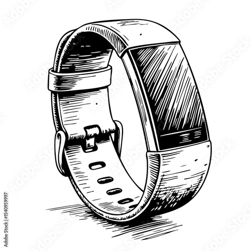Vintage sketch of a fitness tracker watch in detailed illustration  