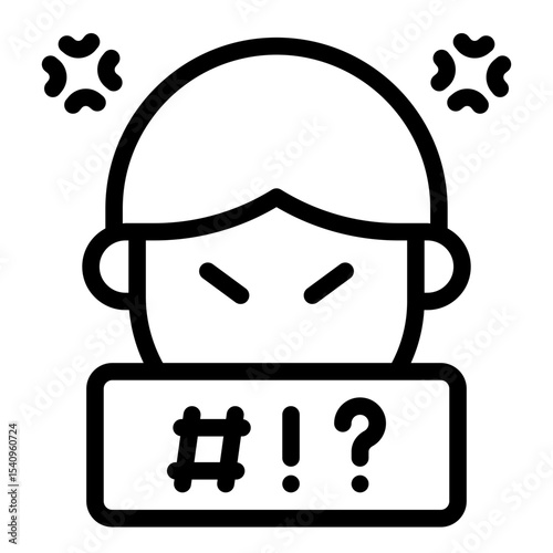 censorship outline icon for aggressive language addiction