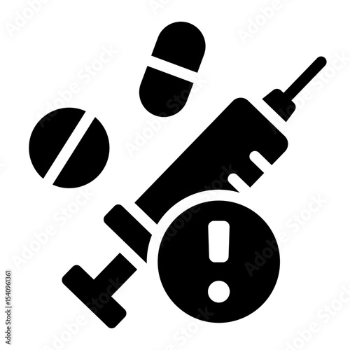 syringe glyph icon for overdose drug danger