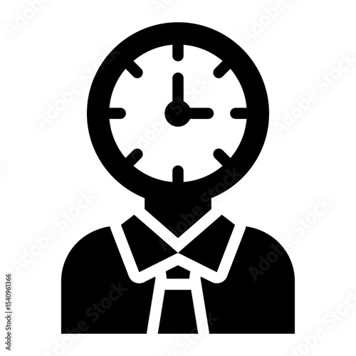 clock head glyph icon for overwork addiction behavior
