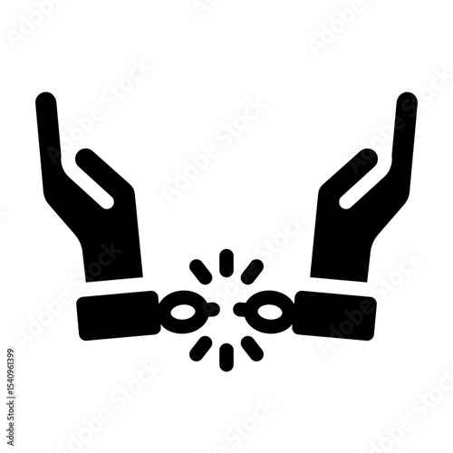 broken chain glyph icon for addiction recovery concept