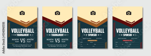 volleyball, tournament, event, sponsor, flyer, design, poster, template, sports, game, competition, match, north team, south team, registration, benefits, contact, geometric, stylish, modern, vector, 