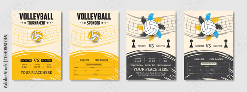volleyball, tournament, sponsor, event, flyer, poster, invitation, sports, game, competition, team, match, net, ball, design, graphic, vector, illustration, modern, template, yellow, black, creative, 