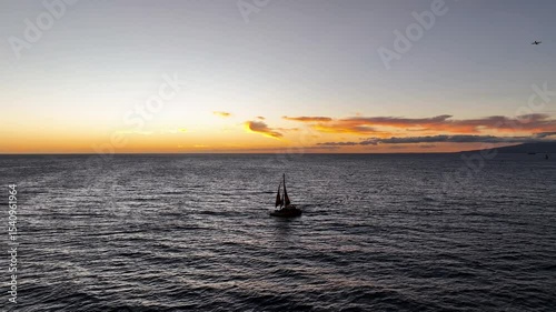 Sunset Boat Cruise with Pink Sunset and Diamond Head