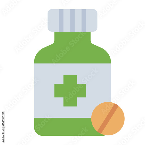 painkiller pill flat icon for medical drug misuse