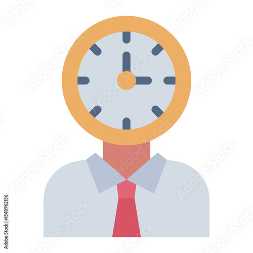 clock head flat icon for overwork addiction behavior