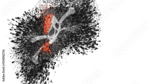vector 3d flag with a splash of paint dots, explosion of colored dots