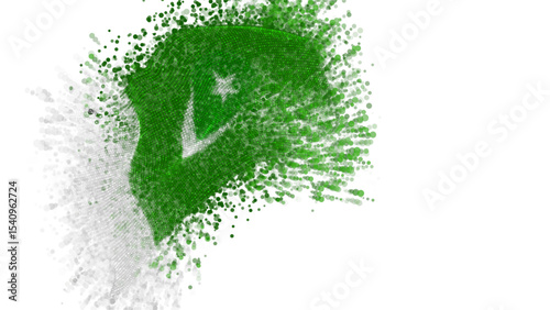 vector 3d flag with a splash of paint dots, explosion of colored dots