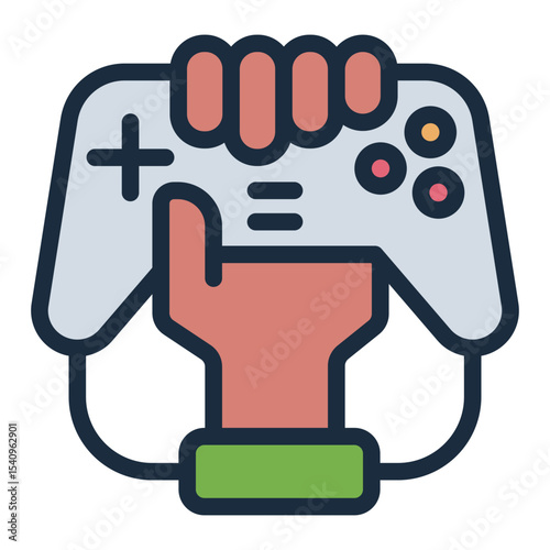 game controller filled line icon for gaming addiction