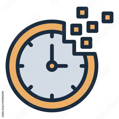 melting clock filled line icon for lost time in addiction
