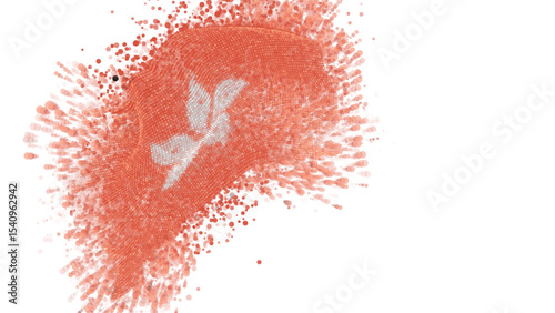 vector 3d flag with a splash of paint dots, explosion of colored dots