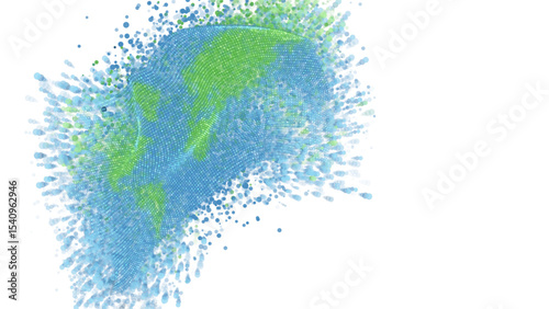 vector 3d flag with a splash of paint dots, explosion of colored dots