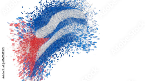 vector 3d flag with a splash of paint dots, explosion of colored dots