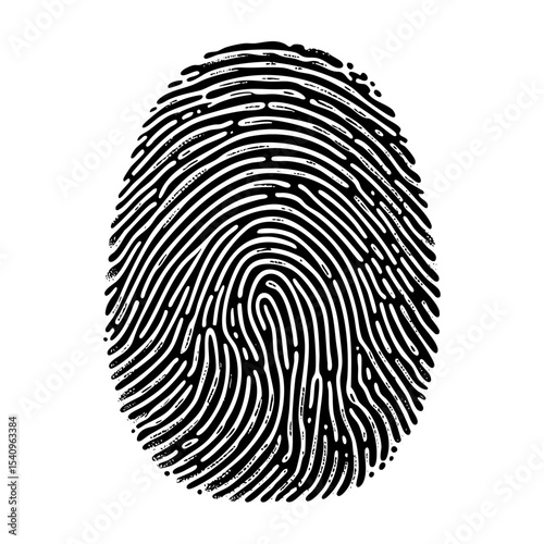 Fingerprint sketch engraving black and white outline. Scratch board imitation.
