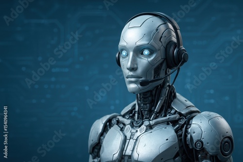 Wallpaper Mural Robot Call Center Agent Headset Microphone AI Support Torontodigital.ca