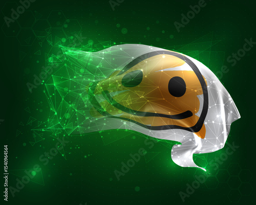 vector 3d flag virtual polygons on a green background