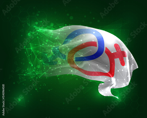 vector 3d flag virtual polygons on a green background