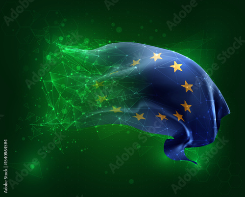 vector 3d flag virtual polygons on a green background