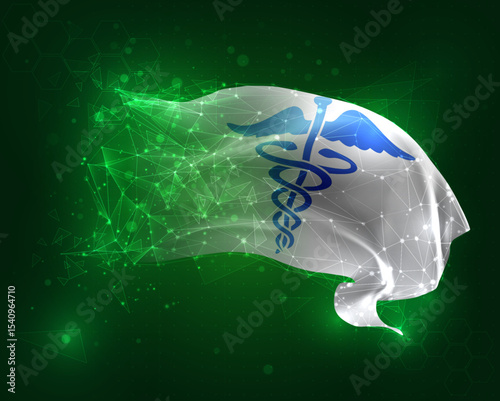 vector 3d flag virtual polygons on a green background