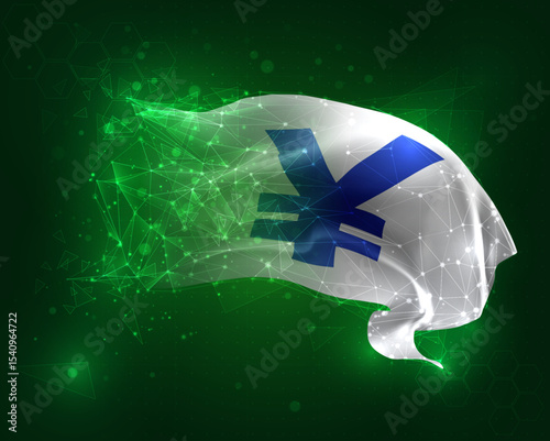 vector 3d flag virtual polygons on a green background