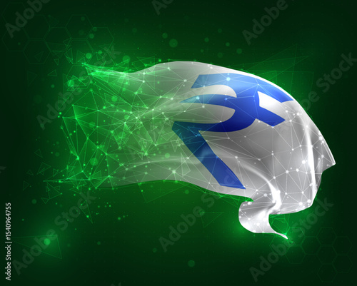 vector 3d flag virtual polygons on a green background