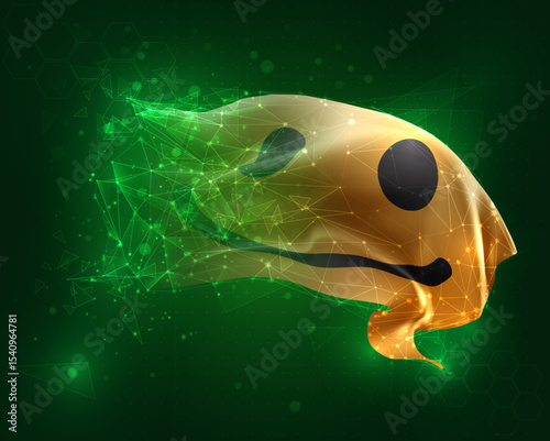 vector 3d flag virtual polygons on a green background