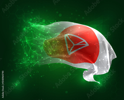 vector 3d flag virtual polygons on a green background